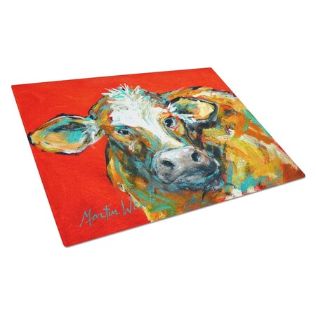 Carolines Treasures Caught Red Handed Cow Glass Cutting Board Large MW1272LCB